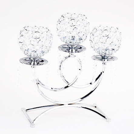 Iron and crystal candle holder
