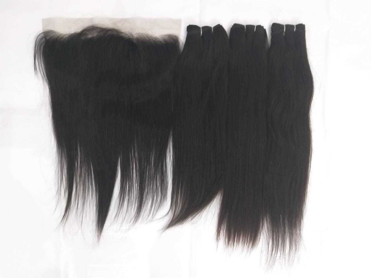 Black Steam Straight Human Temple Hair