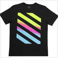 Cotton Crew Neck T-shirt - Sizes S-xxl, Black Color, Printed Design, Short Sleeve Style, Superior Comfort And Durability, Elegant Fit, Fine Stitching