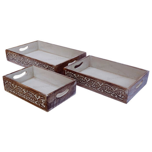 Wooden Serving Tray Set of 3