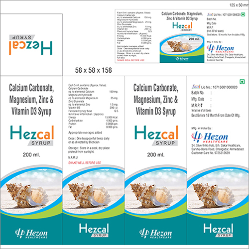 Calcium Carbonate Magnesium, Zinc And Vitamin D3 Syrup By HEZON HEALTHCARE