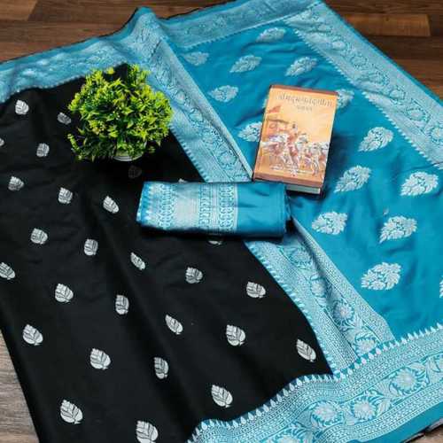 Kanchipuram silk saree in black colour