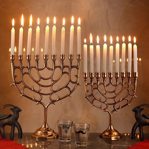 BRASS MENORAH CANDLE HOLDER SET OF TWO