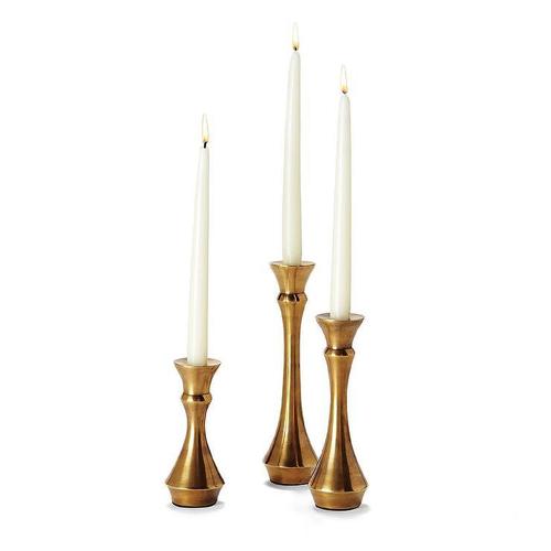 BRASS CANDLE STICK HOLDER SET OF THREE