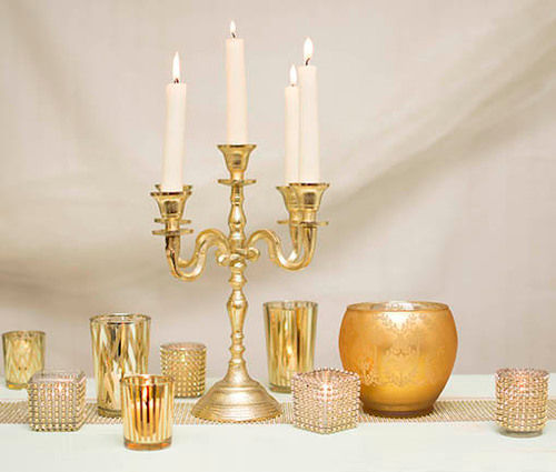 Brass Gold Candle Holder Set