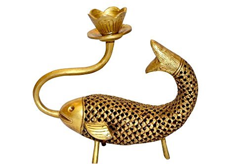 BRASS FISH CANDLE HOLDER WITH STAND