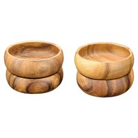 Acacia Wood Serving Bowl - 3.5 X 3.5 X 1.5 Inch | Hand Carved, Antique Imitation Style For Snacks & Home Decoration