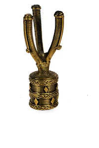 VINTAGE BRASS STONE CANDLE HOLDER SET OF TWO