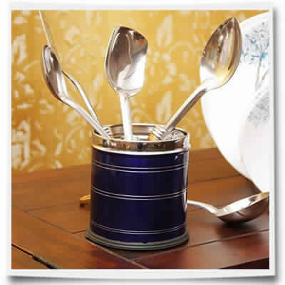 Stainless Steel Colored Silver Lining Cutlery Holder