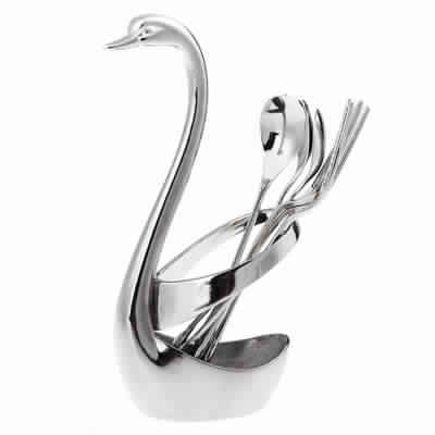 Stainless Steel Swan Shaped Cutlery Holder