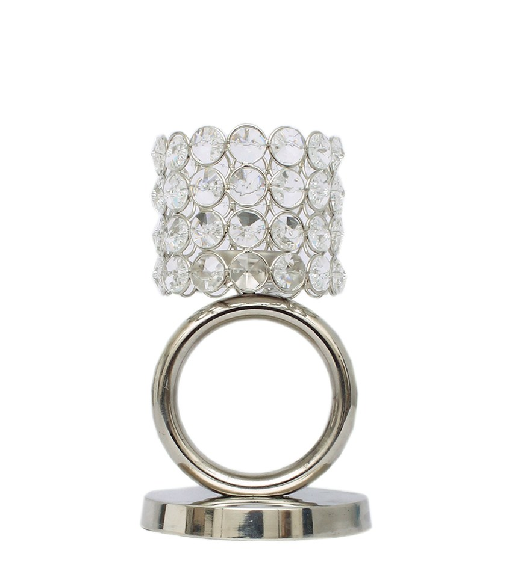 BRASS CRYSTAL DIAMOND SILVER CANDLE HOLDER