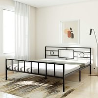Black Metal Double Bed No Assembly Required