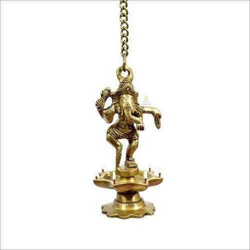 Gold Brass Wall Hanging Ganesh Diya With Wall Hanger