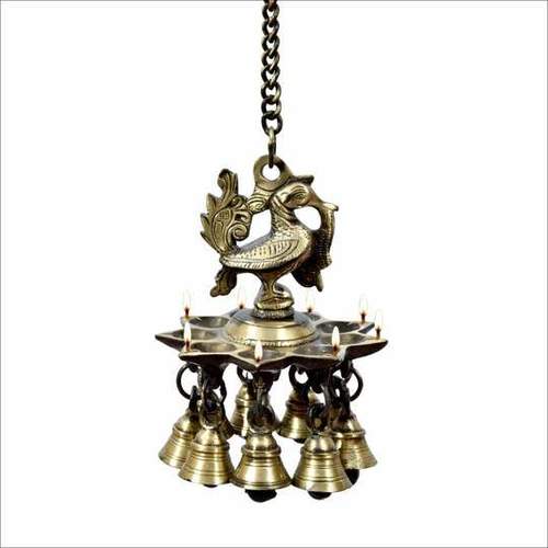 Brass Peacock Hanging Diya Oil Lamp