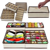Set of 4 Foldable Storage Box Drawer Divider Organizer Closet Storage for Socks Bra Tie Scarfs