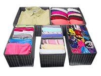 6 Pack Foldable Drawer Organizer Dividers Cloth Storage Box Closet Dresser Organizer Cube Fabric Containers