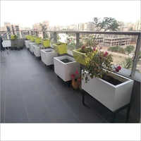 White Rectangular FRP Planters