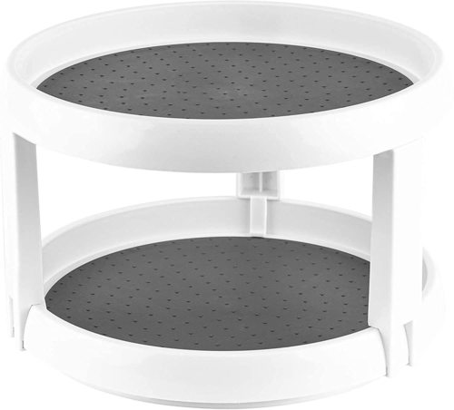 Non Skid Turntable Lazy Susan Cabinet Organizer - 2 Tier 360 Degree Rotating Spice Rack