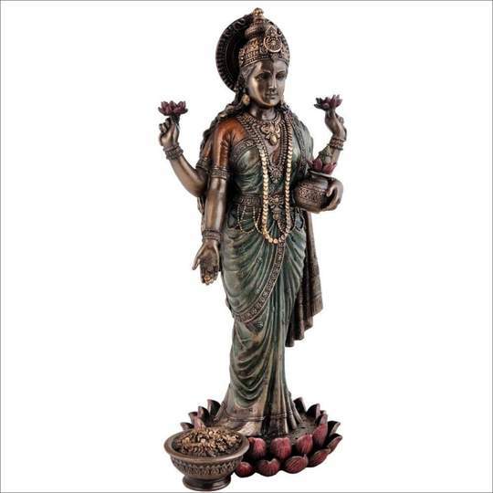 India Hindu Goddess Maa Laxmi Idol Bronze Statue - Standing Devi ...