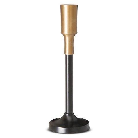 BRASS GOLDEN AND BLACK TAPER CANDLE HOLDER