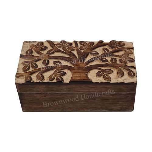 Wood Wooden Carved Box