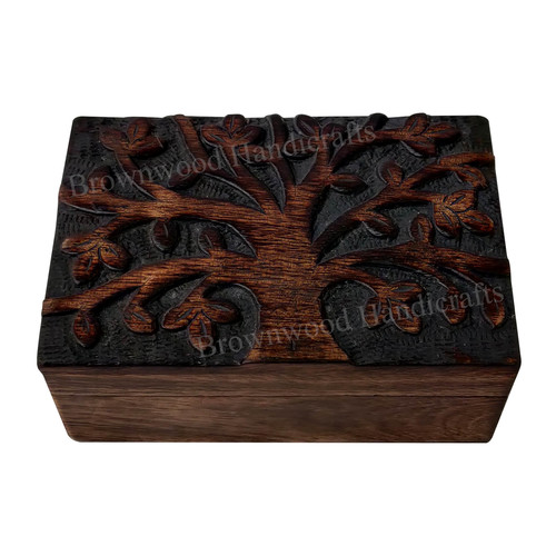 Wood Wooden Carved Box