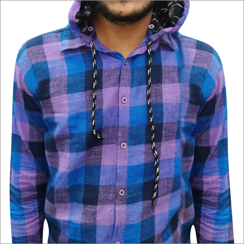 Mens Hooded Check Shirts