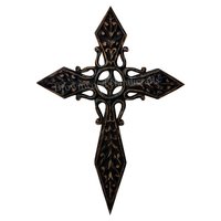 Hand Carved Wooden Cross - 16 X 11 X 2.5 Inch, Antique Black Finish | Decorative Home And Wedding Decoration