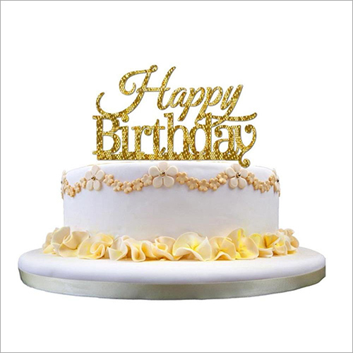 Square Pink Happy Birthday Cake Topper, Packaging Type: Packet