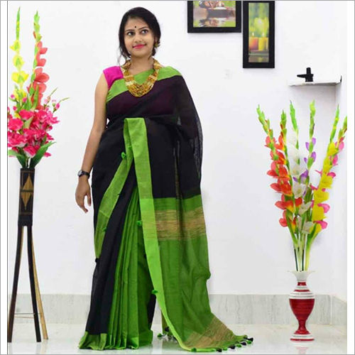 Black And Green Dual Color Traditional Saree