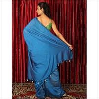 Modern Blue Khadi Fabric Sharee - Khadi Material, Party Wear | Elegant Plain Design, Vibrant Blue Color For Sophisticated Occasions