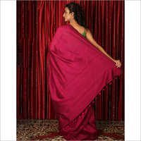 Plain Traditional Khadi Fabric Saree - Khadi Material, Daily Wear, Pink Color | Elegant Plain Pattern For Everyday Charm