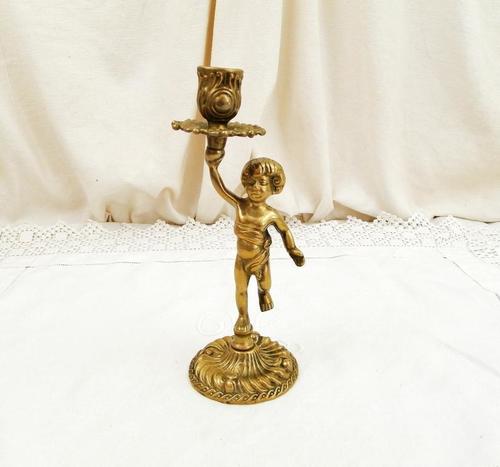 BRASS BABY STATUE CANDLE HOLDER