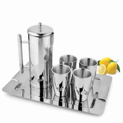 Stainless Steel Lemon Set With Square Platter