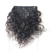 Natural Black Steamed Afro Kinky Curly Clip In Hair Extensions