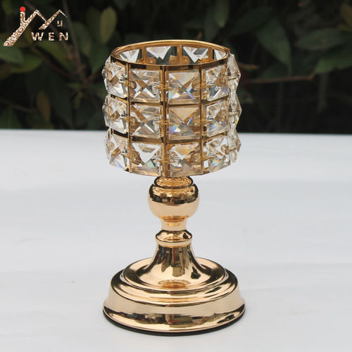 BRASS CRYSTAL DIAMOND CANDLE HOLDER IN STANDARD STYLE