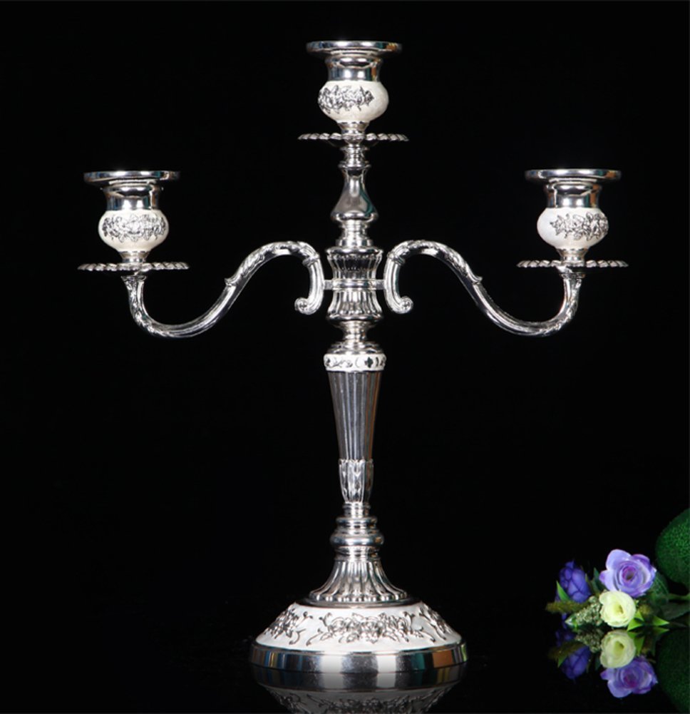 VINTAGE BRASS WHITE AND GOLDEN CANDLE HOLDER