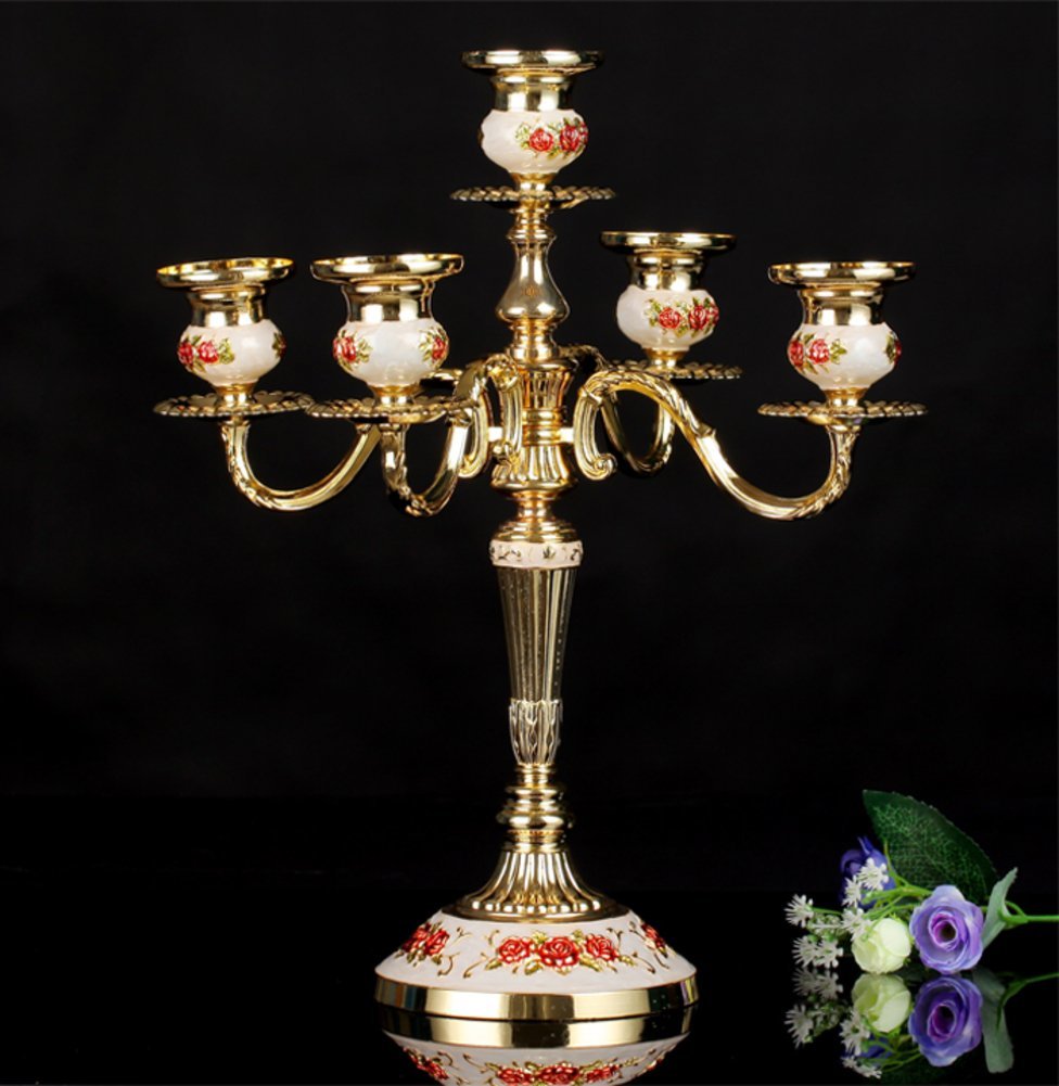 VINTAGE BRASS WHITE AND GOLDEN CANDLE HOLDER