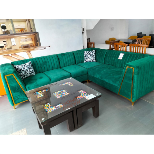L Type Green Sofa Set
