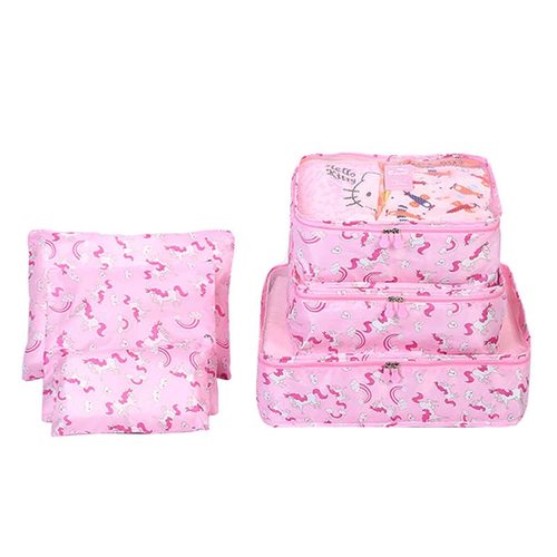 Travel Storage Bags Set Printed Clothes Packing Cubes Space Savers Organizer Pouch Dividers for Luggage Pack of 6
