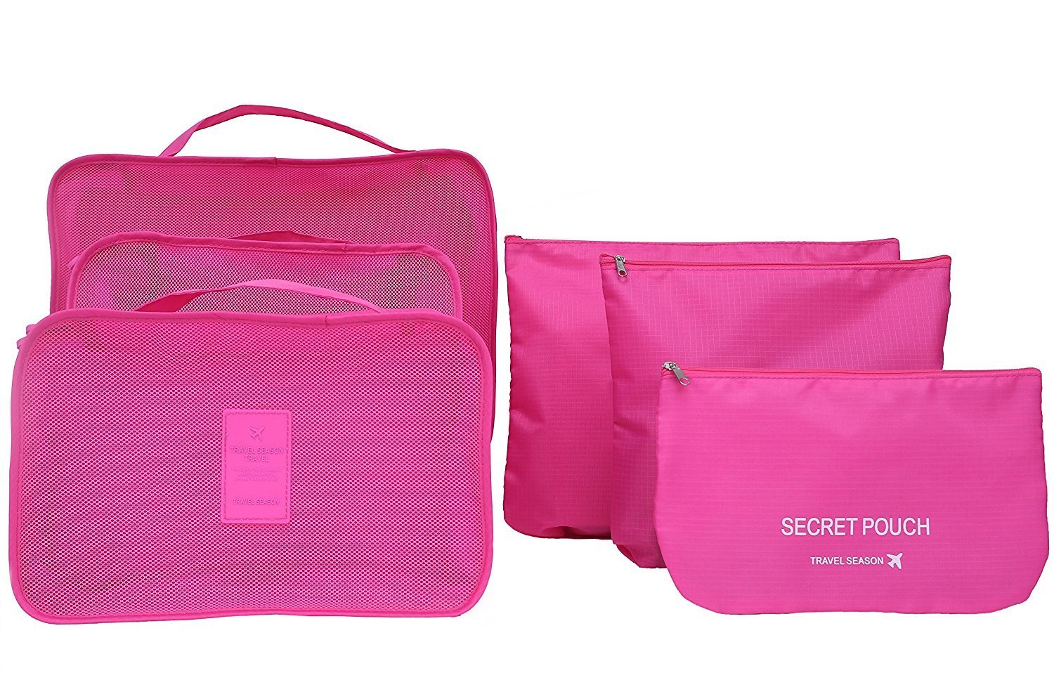 Travel Storage Bags Set Printed Clothes Packing Cubes Space Savers Organizer Pouch Dividers for Luggage Pack of 6