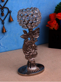 BRASS THREE DIFFERENT SIZE OF CRYSTAL AND DIAMOND CANDLE HOLDER
