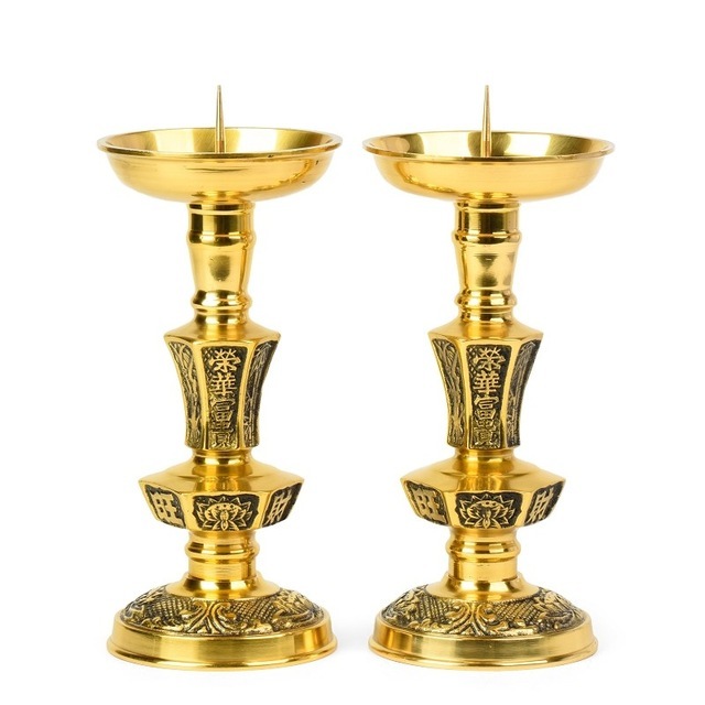 BRASS THREE DIFFERENT SIZE OF CRYSTAL AND DIAMOND CANDLE HOLDER