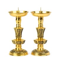 BRASS THREE DIFFERENT SIZE OF CRYSTAL AND DIAMOND CANDLE HOLDER