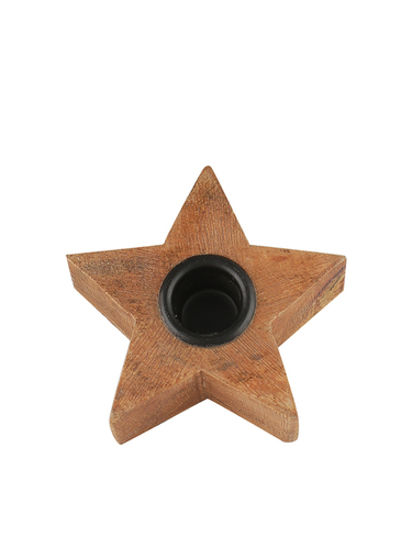 WOODEN STAR CANDLE HOLDER