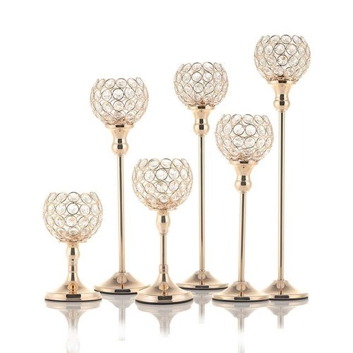 GOLD CRYSTAL CANDLE HOLDER