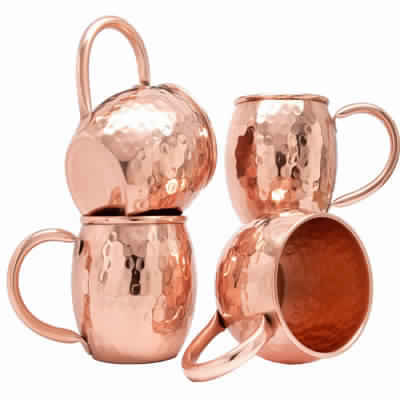 Pure Copper Hammered Mug Set