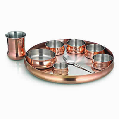 Stainless Steel And Copper Dinner Set of Nine