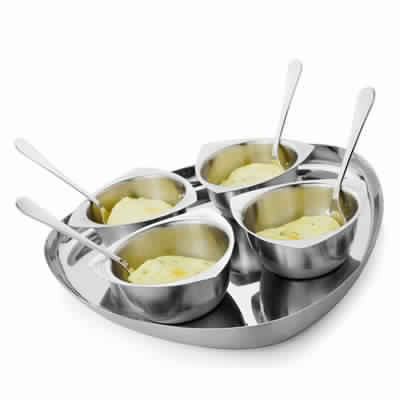 Stainless Steel Desert Bowls With Plate.