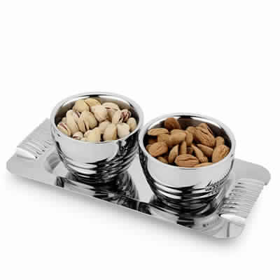 Round Shape Stainless Steel Dry Fruit Platter